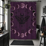 Gothic Moth Shower Curtain - Wide Angle Bathroom Scene | Our Phoenix Rise