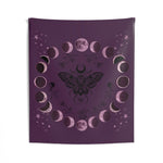 Purple Moon Phase Tapestry - Full View of Moth and Lunar Cycle Design - Detail 9 | Our Phoenix Rise