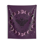 Purple Moon Phase Tapestry - Close-up of Moth and Celestial Details - Detail 10 | Our Phoenix Rise