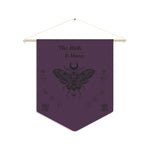 Gothic Moth Wall Pennant - Deep Plum Fabric with Black Moth and Moon Design - Detail 8 | Our Phoenix Rise
