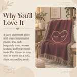 Minimalist Heart Woven Blanket - Detail of Multi-Colored Fringe Edge | Our Phoenix Rise