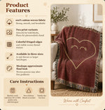 Minimalist Heart Woven Blanket - Folded View Showing Fabric Depth | Our Phoenix Rise