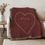 Minimalist Heart Woven Blanket - Cozy Living Room Decor Detail | Our Phoenix Rise