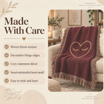 Minimalist Heart Woven Blanket - Lifestyle View in Modern Home | Our Phoenix Rise