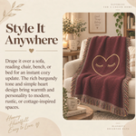 Minimalist Heart Woven Blanket - Close Up of Woven Texture and Fringe | Our Phoenix Rise