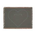 Minimalist Heart Woven Blanket - Full Size Display on Bed | Our Phoenix Rise