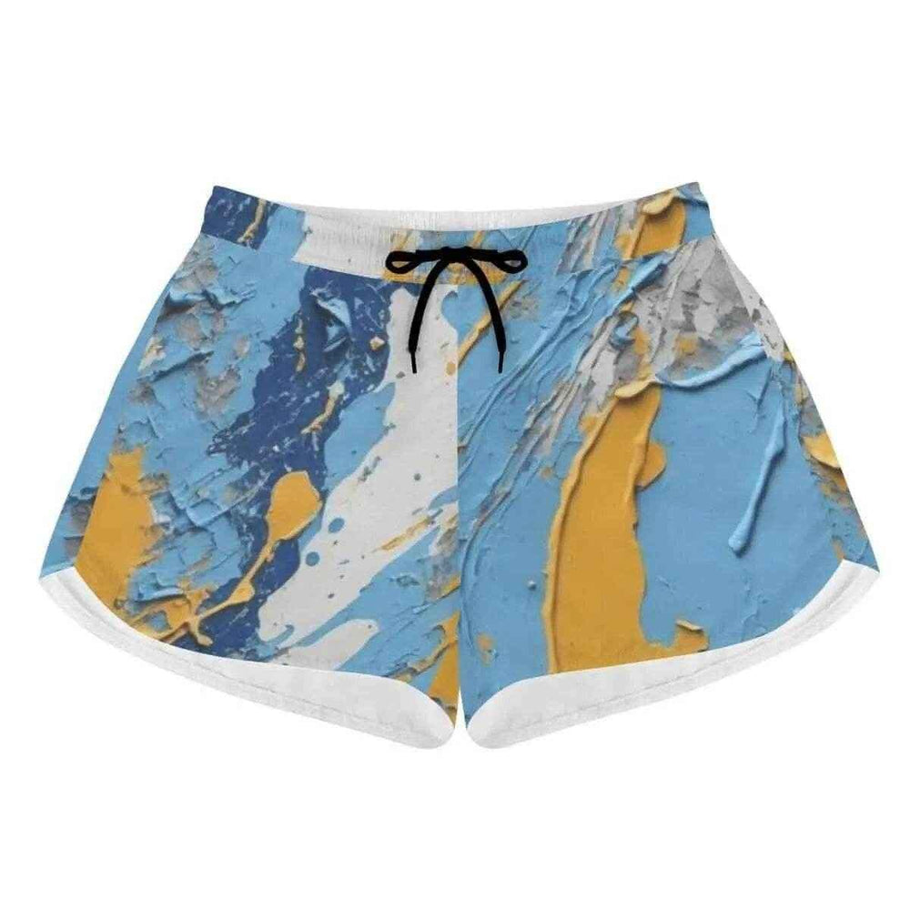 Blue Yellow White Paint Splatter Athletic Shorts