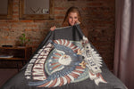 Patriotic Eagle Woven Blanket - Side Angle View on Couch | Our Phoenix Rise