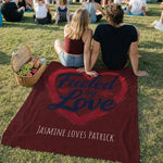 Personalized Couples Throw Blanket - Lifestyle View of Soft Plush Material | Our Phoenix Rise
