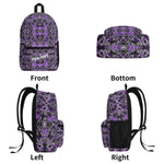 Personalized Purple Glitch Art Backpack - Front, bottom, left, and right views showing design | Our Phoenix Rise