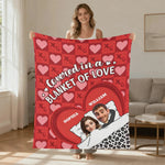 Personalized Couple Blanket with Names - Woman holding the soft flannel throw at home - Detail 12 | Our Phoenix Rise