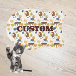 Personalized Fish Shaped Cat Mat with Tiger Print - On Wooden Floor | Our Phoenix Rise