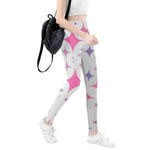 Pink Starburst Print Leggings Cute Jester Yoga Game Tights Detailed View 4 | Our Phoenix Rise