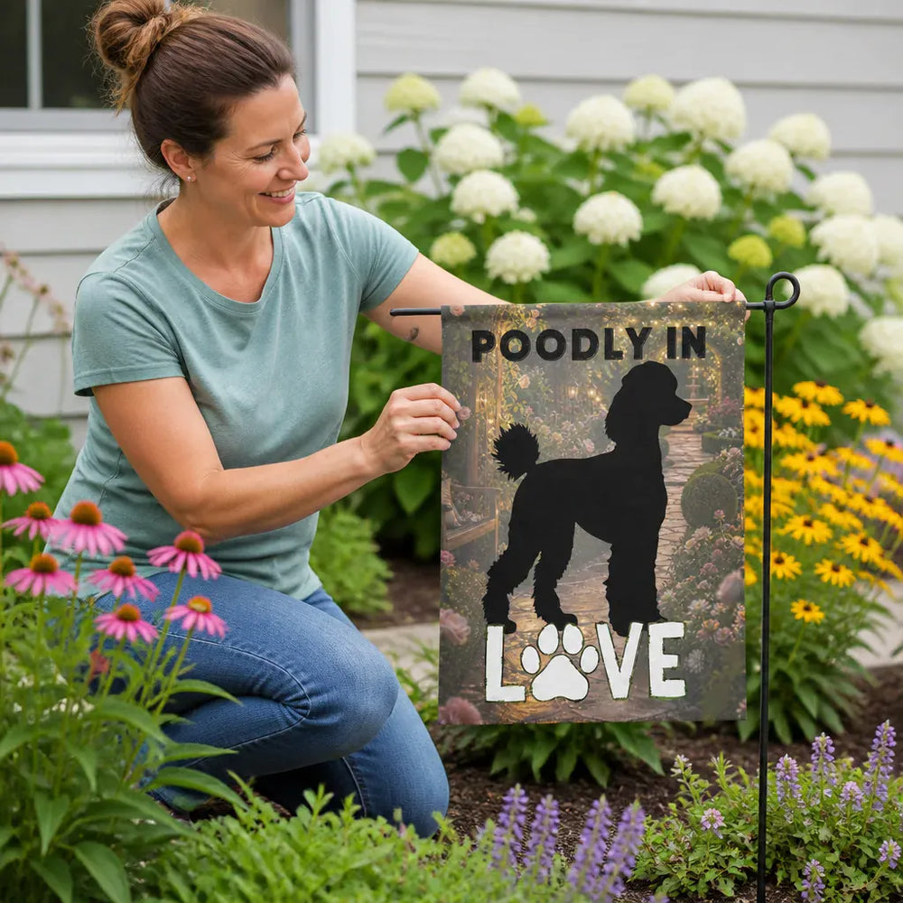 Poodle Silhouette Garden Flag