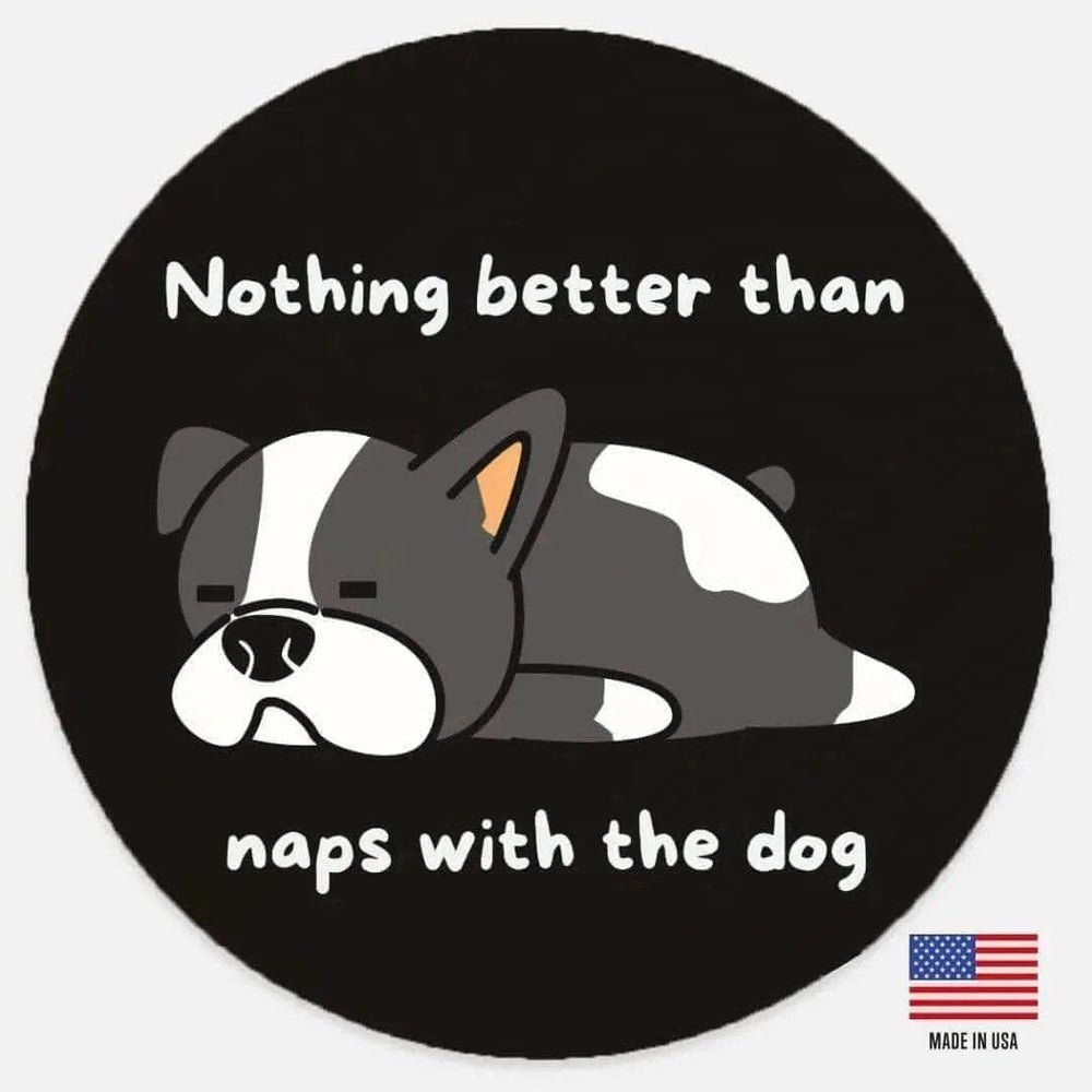 Sleeping Dog Lover Round Wood Sign