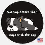 Sleeping Dog Lover Round Wood Sign - Black sleeping puppy design | Our Phoenix Rise