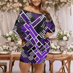 Matrix Geometric Print Off-the-Shoulder Dress Detailed View 9 | Our Phoenix Rise