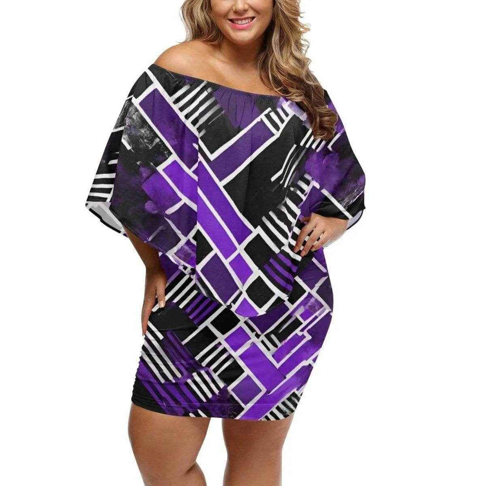 Matrix Geometric Print Off-The-Shoulder Dress