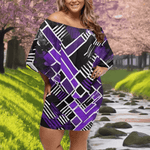 Matrix Geometric Print Off-the-Shoulder Dress Detailed View 8 | Our Phoenix Rise
