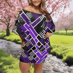 Matrix Geometric Print Off-the-Shoulder Dress Detailed View 4 | Our Phoenix Rise
