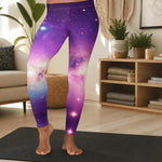 Purple Galaxy Print Leggings - Close up of nebula pattern on legs | Our Phoenix Rise
