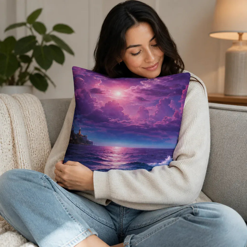 Purple Seascape Throw Pillow Purple 14-28