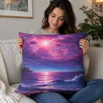 Purple Seascape Throw Pillow - Relaxing on Sofa Lifestyle | Our Phoenix Rise