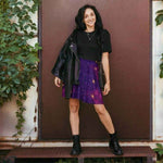 Purple Galaxy Skater Skirt - Front View Model | Our Phoenix Rise