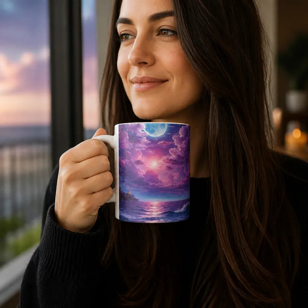 Purple Aesthetic Coffee Mug, 11oz & 15oz Cloudscape Cup
