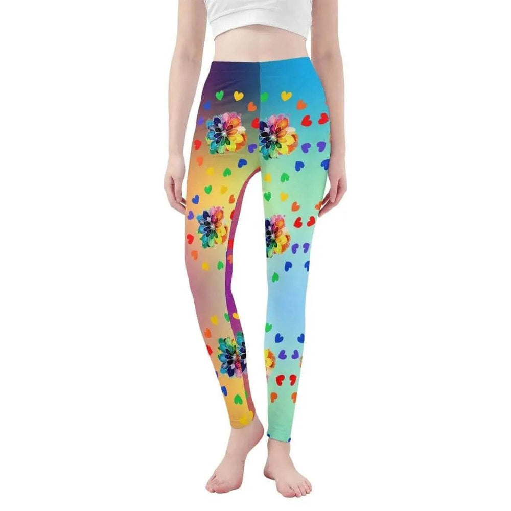 Rainbow Flower Yoga Leggings