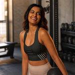 Recycled Longline Sports Bra - Lifestyle View Standing Front | Our Phoenix Rise