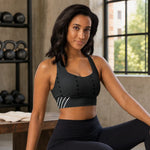 Recycled Longline Sports Bra - Lifestyle View Sitting | Our Phoenix Rise