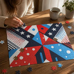 500 Piece Wooden Jigsaw Puzzle - Blue Abstract Lifestyle Mockup | Our Phoenix Rise