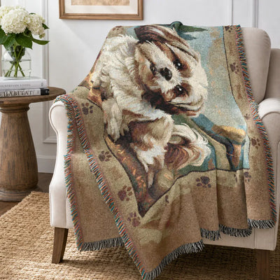 Shih Tzu Woven Blanket – Cozy Dog Throw with Scenic Backdrop View 14 | Our Phoenix Rise