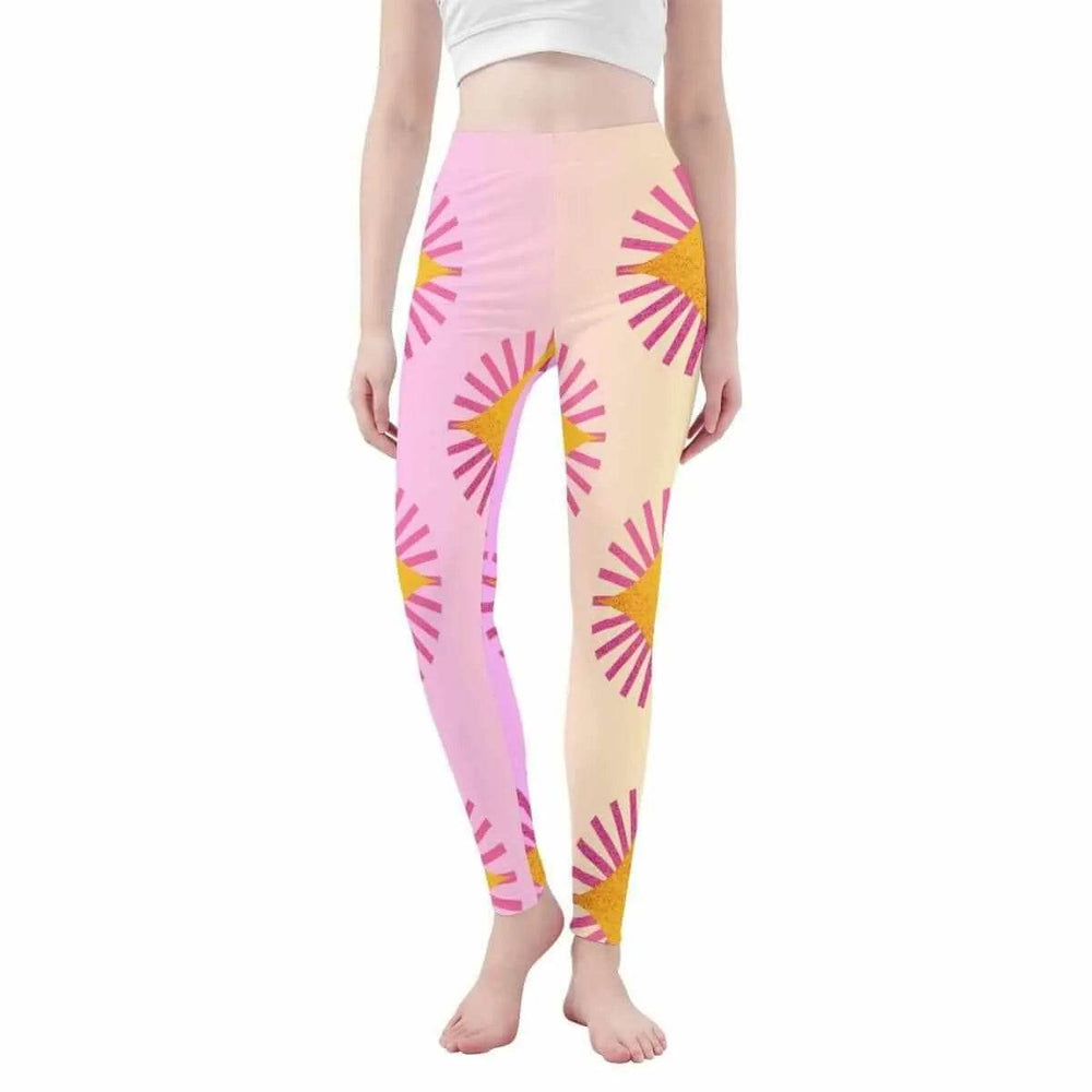 Pink Yellow Sunburst Leggings