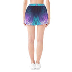 Teal Purple Flame Athletic Shorts - Back view on model | Our Phoenix Rise
