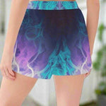 Teal Purple Flame Athletic Shorts - Fabric texture and pattern detail | Our Phoenix Rise