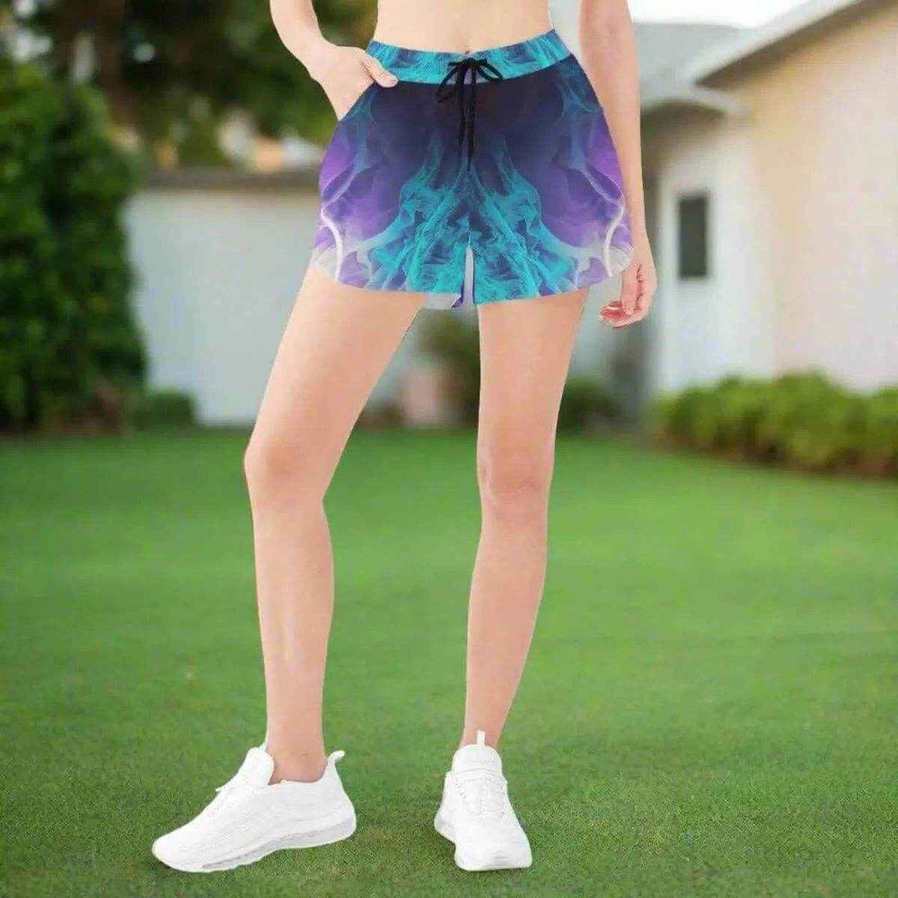 Teal Purple Flame Athletic Shorts