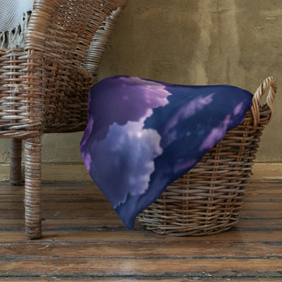 Purple Cloud Pattern Throw Blanket - Draped over wicker chair | Our Phoenix Rise