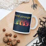 Personalized Yoga Affirmation Mug - 11oz Front View with Yoga Silhouettes | Our Phoenix Rise