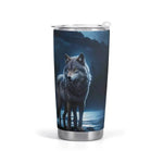 Blue Moon Wolf Insulated Travel Mug - showing base and material texture | Our Phoenix Rise