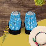 Light Blue High Top Canvas Shoes Snowflake Pattern EVA Grip Detailed View 3 | Our Phoenix Rise