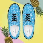 Blue Snowflake Canvas Sneakers - black laces with pineapples | Our Phoenix Rise