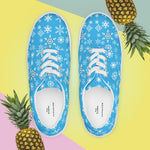 Blue Snowflake Canvas Sneakers - white laces with pineapples | Our Phoenix Rise