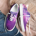 Purple Galaxy Print Canvas Sneakers - White Soles Top Down View | Our Phoenix Rise